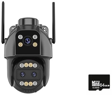 Telecamere per la sicurezza domestica, Telecamera IP 4K HD 4G Telecamera IP esterna 10X Zoom Tre lenti Dual Screen Sim Card Telecamera PTZ AI Tracking CCTV Video Surveillance Camera(4K 4G Add 64G)