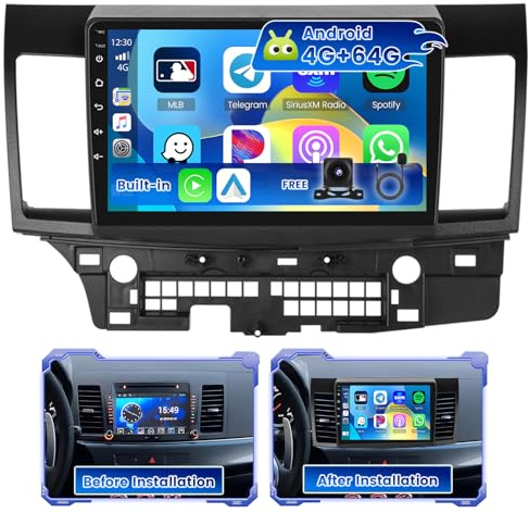 4+64G 10'' Android 15 Car Stereo for Mitsubishi Lancer 2008-2017