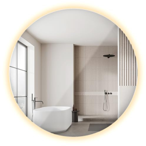 Specchio Rotondo Classico con Luce a LED Bianco Caldo Ø 100 cm per il Soggiorno con Illuminazione Integrata Senza Cornice Specchio da Parete