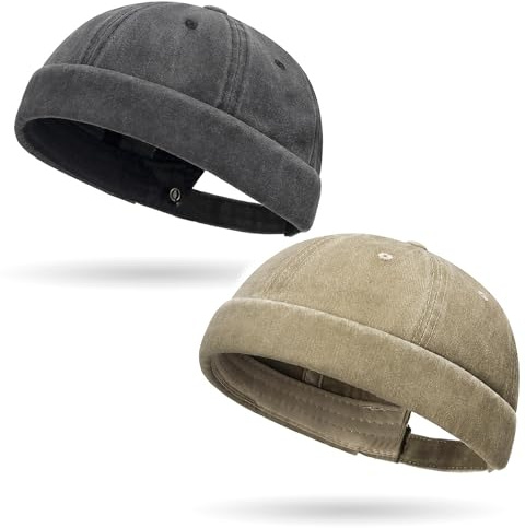 ZXTGBQ 2 st Dockerkeps för män hamnhattar fiskarhatt bära året runt unisex (svart, kaki)