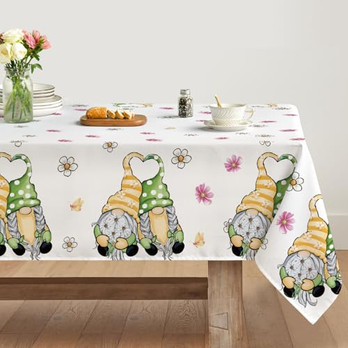 Artoid Mode GNOME Tovaglia floreale primaverile, 140 x 220 cm, stagionale, estiva, antimacchia, biancheria da tavolo, cucina, decorazione per feste