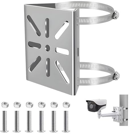Tkxjry Piezas Oporte Cámara Seguridad Montaje Base, Soporte Camara Vigilancia, Soporte De Montaje En Poste Vertical Soporte, para Cámara De Vigilancia y Cámaras CCTV (1)