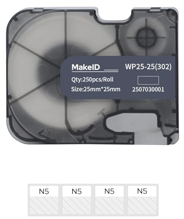 MakeID Envoltura de alambre autolaminante P31S para cable eléctrico y de comunicaciones de datos, etiquetas de polietileno integradas con cartucho de cinta para etiquetadora industrial P31S