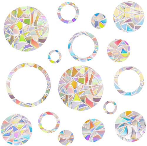 Alethron Pack of 32 Sun Catcher Window Stickers, Prism Window Stickers, Bird Protection, Rainbow Film, Window Stickers, Bird Stickers, Suncatcher Window Stickers for Window Panes