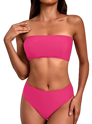 High Waisted Bikini Bottoms Womens Bikinis Sets Push Up Bandeau Bikinis Top Bikiniss Bottoms Tummy Control Swimsuit Swimwear Swimming Costume Bathing Suit Beach Wear Bathing Suit Bandeau Bikini