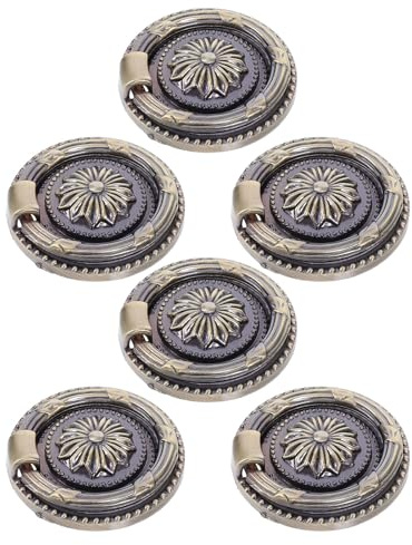 Outanaya 6 Maniglie per Cassetti in Lega Vintage, Manopole per Mobili Retrò Foro Singolo, Pomelli per Armadio in Bronzo Antico, Adatte per Cucina, Soggiorno e Camera da Letto