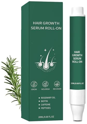 Siero per la crescita dei capelli a sfera roll-on, olio nutriente per la cura del cuoio capelluto con applicatore massaggiante, trattamento ricostituente con biotina e caffeina