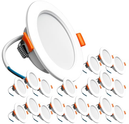LED ATOMANT 20x Downlight LED Empotrable Corte 75-90mm 4W Color Luz Neutra | Diametro 95mm, Color Blanco Neutro 4000K, 200 Lumenes, Conexion directa a 220V
