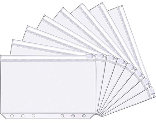 30 Paquets Pochettes de Classeur à 6 Trous Format A6 Dossiers à Fermeture Éclair en Plastique Sacs Imperméables à Feuilles Mobiles à Fermeture Éclair à 6 Trous pour Documents Carnets Cartes