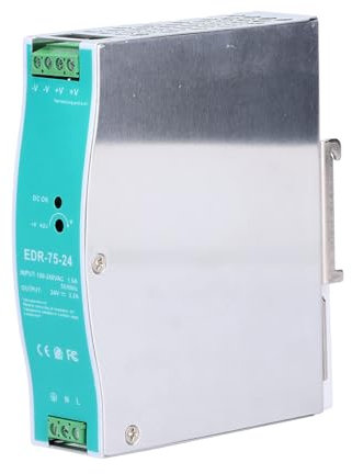 Agatige EDR-75-24 24V DC Rail Power Supply, 3.2A, 76.8W, DIN Rail Mount, AC 100-240V, Industrial Switching Supply
