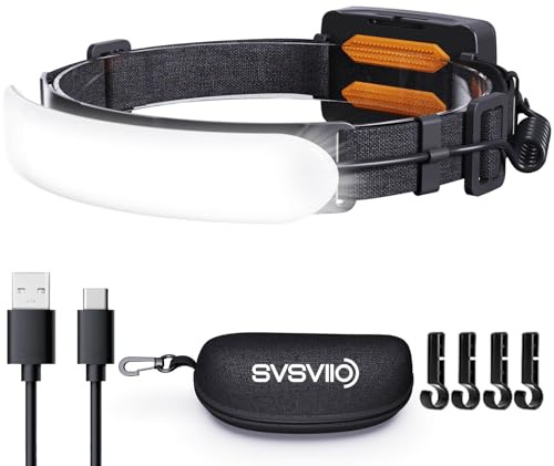 svsviio Headlamp Rechargeable PRO+,7500mAh 1500 Lumen Super Bright 230°Beam LED Head Lamp,Head Lights for Forehead,3 Modes,IPX6 Headlamps for Adults Camping/Mechanic/Hard Hat