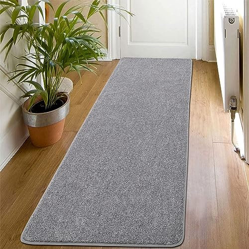 SHACOS Teppich Läufer 60x180 cm Läufer Flur rutschfest Teppichläufer Weich Küchenteppich Waschbar Flurläufer Modern Teppich Flur Läufer für Küche, Eingang, Wohnzimmer, Grau