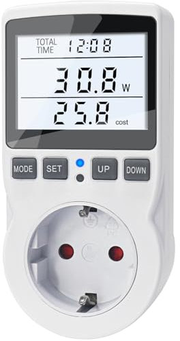 KETOTEK Misuratore Consumo Elettrico, Contatore del Consumo di Corrente con Schermo LCD Retroilluminato, Misuratore di Potenza, Wattmetro 16A con Protezione da Sovraccarico 3680W 11 Modalità