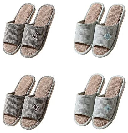 Teceyfeet Hotelslipper Set,4 Paar Badepantoletten Hausschuhe für Damen Herren Badelatschen Gästehausschuhe Gäste Pantoffeln Warme waschbare Hausschuhe Slippers