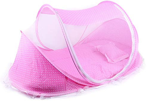Zanzariera per Lettino, Portatile e Pieghevole, Facile da Usare con Cerniera Bifacciale, Ultra Traspirante, Salvaspazio, Filtraggio della Polvere (PINK)