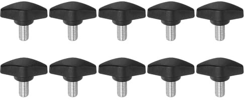 QUARKZMAN 10pz Manopole a T con Viti a Testa Alare M8x14mm Manopole a T Plastica Filettatura Maschio standard Maniglie Manopole Serraggio a mano Vite a testa Zigrinata, Nero