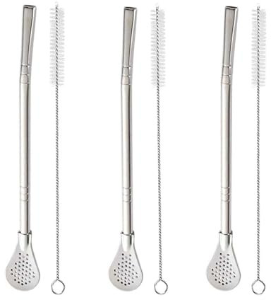 6 Cucchiai per Cannucce in Acciaio Inossidabile, Cucchiaio di Paglia con Manico Lungo in Metallo, Cucchiaio di Paglia, Cucchiaio di Paglia di Metallo, per Frullati, Frappè, Caffè, Cocktail