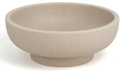 YMXYJM Large Decorative Bowl, Modern Handicraft Resin Bowls for Home Decor, Decorative Fruit Bowl for Kitchen Counter, Stylish Key Bowl for Entry Table, Artificial Stone Resin Beige