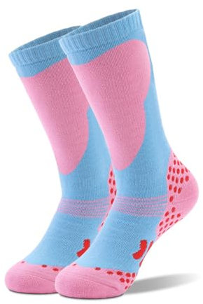 EQLEF Skistrümpfe Kinder, Kinder Skisocken Skisocken Jungen Skisocken Mädchen für Jungen Mädchen Warme Skisocken Winter Outdoor Skating Wandern (DE/NL/SE/PL, Alter, 6 Jahre, 10 Jahre, Regular, Rosa)