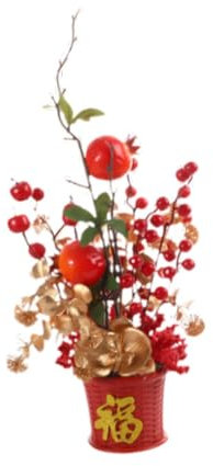JISADER Künstlicher Blumenstrauß, Dekoration für chinesisches Mondjahr 2025, Geldbaum, rote Beerenzweige für Festival, Wohnzimmer, Büro