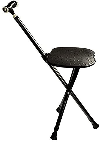 Siège de canne pliable en alliage d'aluminium avec lumière LED réglable en hauteur, capacité de 136 kg, chaise légère pour personnes âgées, canne de marche à 3 pieds, pour homme et femme