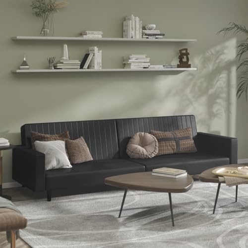 Xichuzi Schlafsofa 2-Sitzer Schwarz Kunstleder, Loungesofa, Sofas & Couches, Relaxsofa, Couch für Wohnzimmer - 375951
