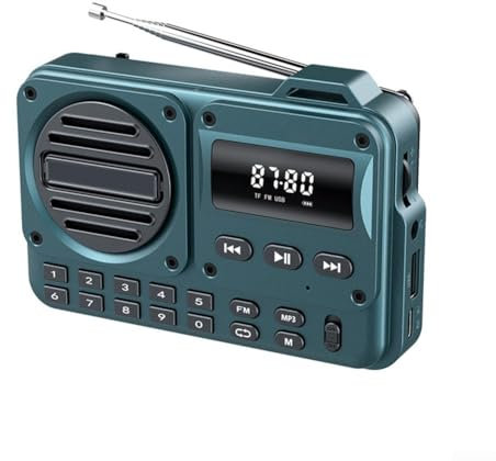Radio Digital FM/Am, Radio portátil, Pantalla LCD, Altavoz Fuerte, con batería de 1200 mAh y Salida de 5 W, Recargable Funciona con Pilas, para Deportiva Musica Noticias (Azul)
