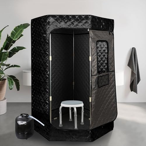 Sauna Portatile, Vaporizzatore, Tenda per Il Corpo, | Spa Personale per Casa per Interna Esterno, Pressoterapia Iinfodrenaggio, 90 * 90 * 180 cm (3L) (Nero)