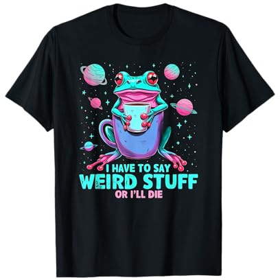Rana Divertida en el Espacio con café - Diseño estético extraño Camiseta