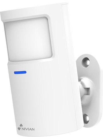 Nivian NVS-INDOORPIR – Détecteur de Mouvement PIR sans Fil 433 MHz, Compatible Systèmes d’Alarme Nivian, Portée 100 m, Angle 110°, Installation sans Câbles, LED d’État