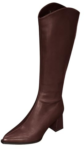 Stövlar för kvinnor knähöga med bred vad, vida stövlar dam med klack, overknees, halkfri blockklack stor storlek dragkedja tjock klack höga stövlar, BRUN, 40 EU