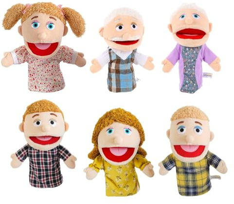 Marionette Per Famiglie In Peluche - Set Di Marionette Morbide Da, Personaggi Multietnici Per Bambini | Giochi Di Ruolo Narrativi, Giochi Di Finzione Educativi, Giocattoli Per Lo Sviluppo