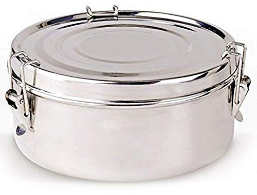 LS Kitchen - Contenitore Termico per il Pranzo - Borsa Termica per Alimenti - Acciaio Inox - 2 Piatti - 16 cm - Argento