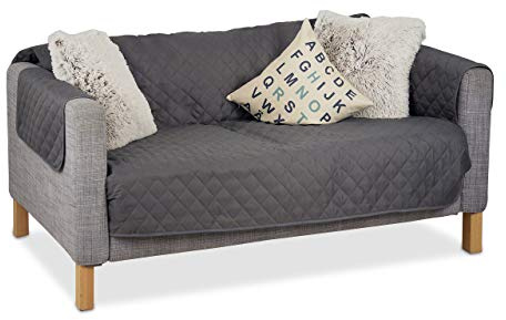 Relaxdays Sofaschoner 2 Sitzer, schützender Überwurf Sofa und Couch, gegen Tierhaare und Flecken, Schonbezug, Grau