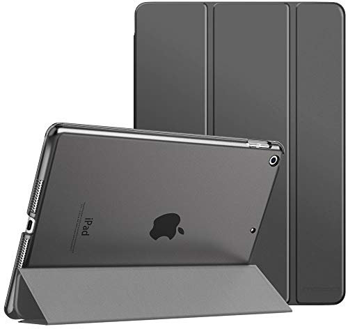 MoKo Schützhülle Kompatibel mit Neu iPad 9. / 8. / 7. Generation (2021/2020/2019), Tablethülle mit Ständer Matt Rückseite Auto Schlaf/Aufwach Funktion für iPad 10,2 Zoll, Space Grau