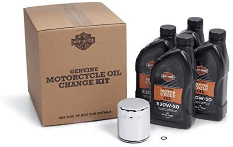 HARLEY-DAVIDSON oder Liqui Moly Motorrad Ölwechsel Set Premium 5 Ölfilter + Motor-Öl 20W-50 (4 L) + O-Ring Dichtung, Chrom