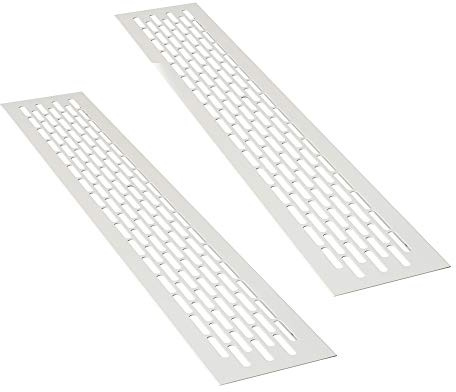 sossai® Rejillas de ventilación de aluminio - Alucratis (2 piezas) | Rectangular - dimensiones: 48 x 8 cm | Color: blanco | rejilla de aire
