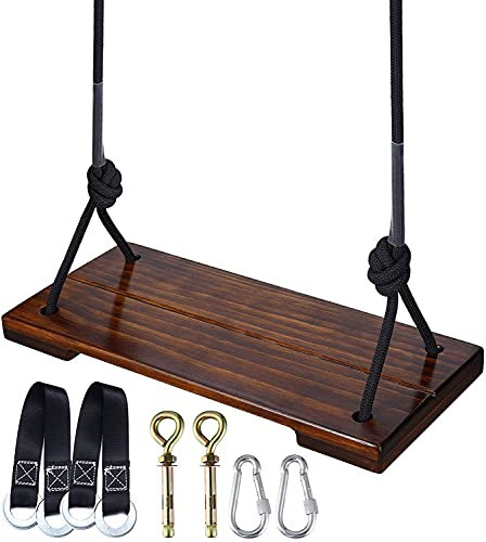 PELLOR Altalena in Legno, Altalena da Giardino per Bambini Altalena Adulti Altalena Interna ed Esterna con Corda Regolabile Carico Massimo 200 kg