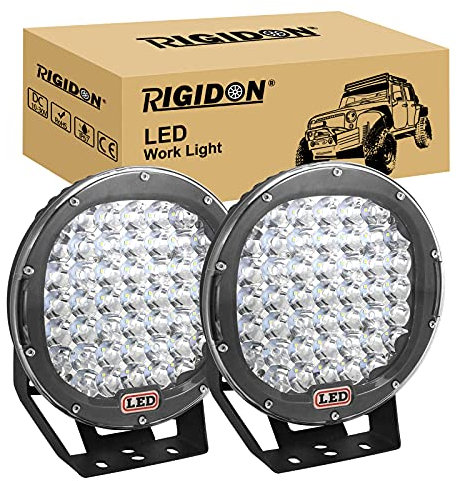 RIGIDON 2 Pcs Schwarz Auto rund Scheinwerfer, 9 Zoll 23cm 225W led Spot Strahler, Offroad Beleuchtung für SUV ATV, Traktor, LKW, 4x4 6000K led nebelscheinwerfer, led arbeitslicht arbeitsscheinwerfer