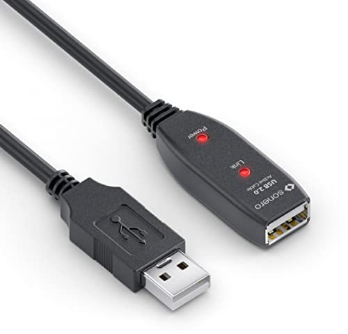 Sonero® cavo USB 2.0, prolunga attiva con amplificatore di segnale, cavo dati, spina USB-A su presa USB-A, 480 Mbit/s, 5.00m, nero