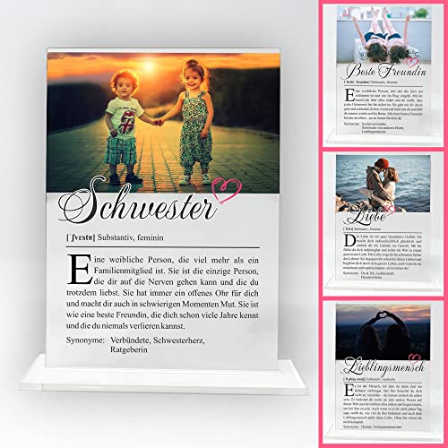 MyPrezzie Defintion Design Glas Bild | Personalisierte Foto Geschenke für Sie & Ihn |13x18 cm| Geschenke für Frauen, Männer | zum Jahrestag | Couple | persönliche Foto
