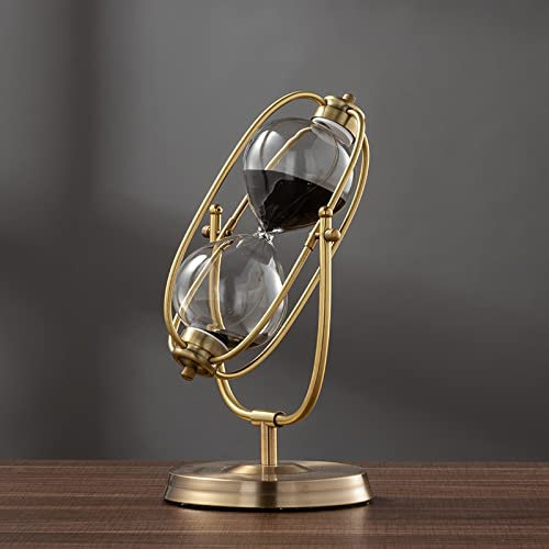Französische Vintage Messing Sanduhr - 360 ° Rotierende Metall Sanduhr, Antike Sand Timer Ornament Einzigartige Kreative Souvenirs Für Geschenke Hochzeit Büro Dekor, Schwarzer Sand, 60 Minuten