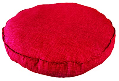 REINO MANSIDI Cojín Redondo para Suelo Grande, Diámetro 80 cm, Alto 10 cm - para Meditación, Relajación, Mascotas y Yoga (Rojo)