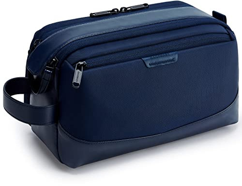 BAGSMART Kulturbeutel für Herren, Reise-Kultur-Organizer aus Leder, Dopp Kit Wasserfester Rasierbeutel für Kulturzubehör, Marineblau