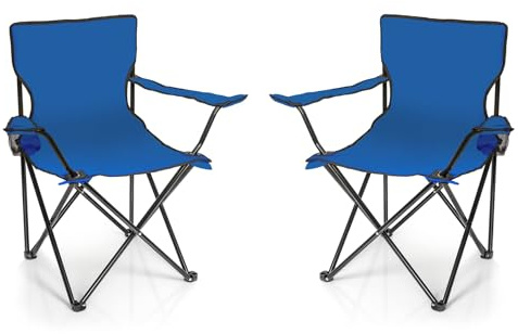 BigDean 2X Faltstuhl Campingstuhl Anglerstuhl mit Getränkehalter & Tragetasche - Anglersessel klappbar - Klappstuhl Gartenstuhl Faltstuhl Relaxsessel Angelsessel faltbar