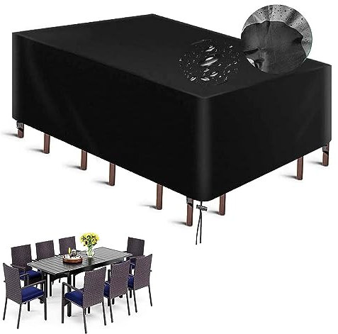 Baches ImperméAbles pour Exterieur 200x120x75cm Housse De Protection Salon De Jardin, Housse Exterieure Mobilier Jardin pour Table, Canapé, Inclinable, Chaises, Noir