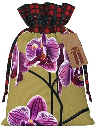 Weihnachts-Geschenktüten – festliche Geschenkbeutel für alle Feiertage und Jahreszeiten, abgestimmt mit schottischem Karomuster, schöne Orchideen
