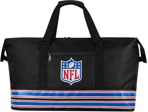 NFL sport duffels för män och tonåringar rymlig duffelväska helgväska fickor gym resor fotboll kappsäck 54 x 21 x 40, Svart, En storlek, Modern