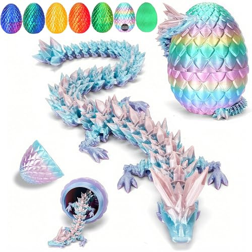 Drago stampato in 3D da 12, uovo di drago con protezione anticaduta migliorata e articolazioni del drago 3D rinforzate, giocattolo fidget sicuro ed ecologico, regalo di Pasqua ideale per bambini