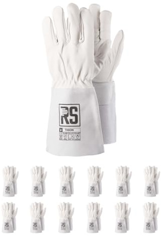RS TIGON Schweißerhandschuh MontageHandschuhe aus Rindsleder/Größe 09, 12 Paar/Weiß/Arbeitshandschuhe Leder/Lederhandschuhe Schutzhandschuhe/Zum TIG-Schweißen